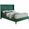 Kd Muebles De Dormitorio Alexa Velvet Upholstered Platform Bed Green - Queen Size KD2817121